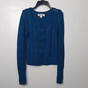 Decree Blue Knit Sweater with Button Accents